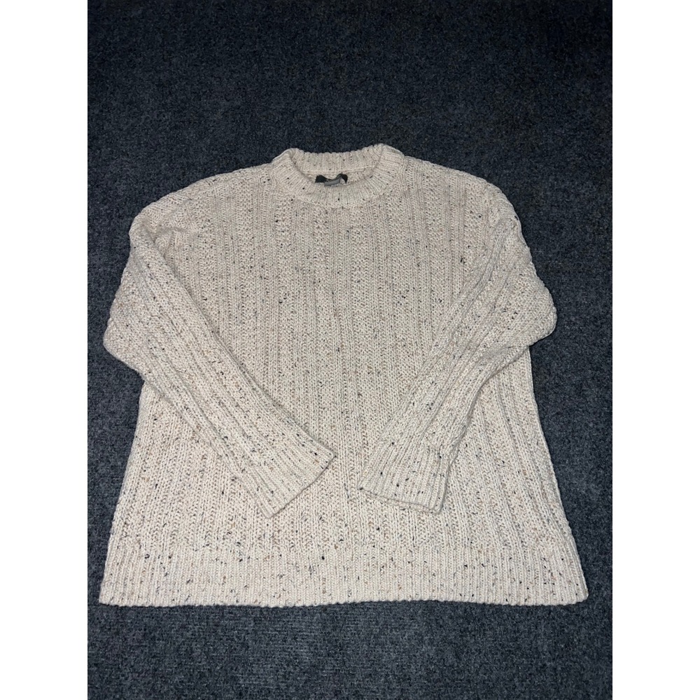 Natural Reflections Cream Multicolor Flecked Knit Crew Neck Sweater Womens M